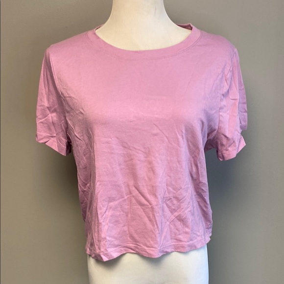 Madewell Pink Crop Relaxed Tee - Picture 3 of 5